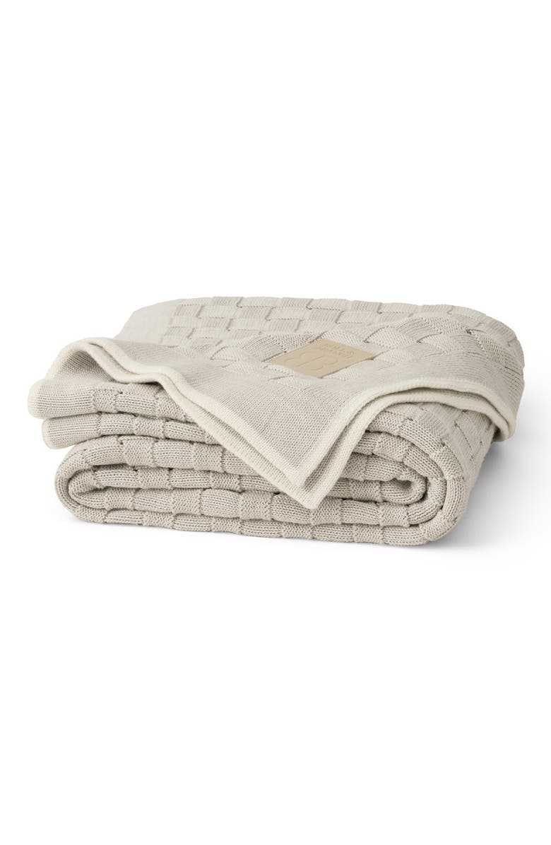 Boll & Branch Basket Weave Oversize Lumbar Pillow Cover & Insert, Main, color, Heathered Pewter/ Cream