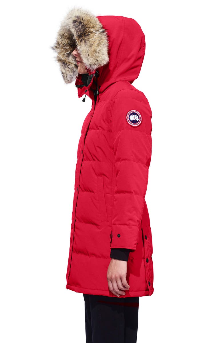 Canada Goose Shelburne Fusion Fit Genuine Coyote Fur Trim Down Parka, Alternate, color, Red