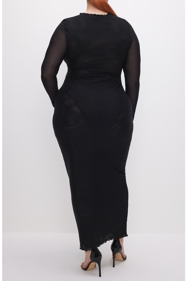Long Sleeve Mesh Cover-Up Dress, Alternate, color, BLACK001
