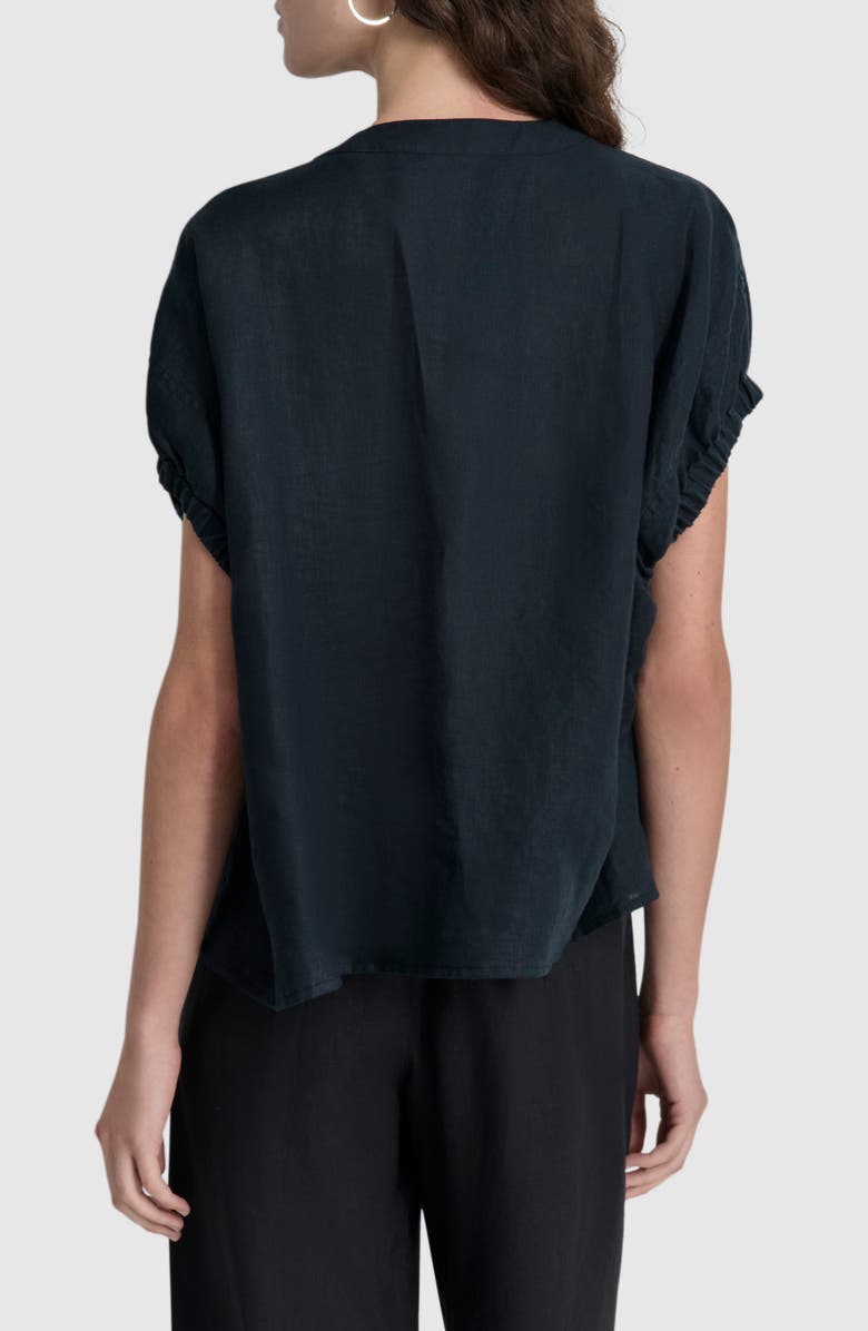 DKNY Elastic Cuff Linen Short Sleeve Button-Up Shirt, Alternate, color,