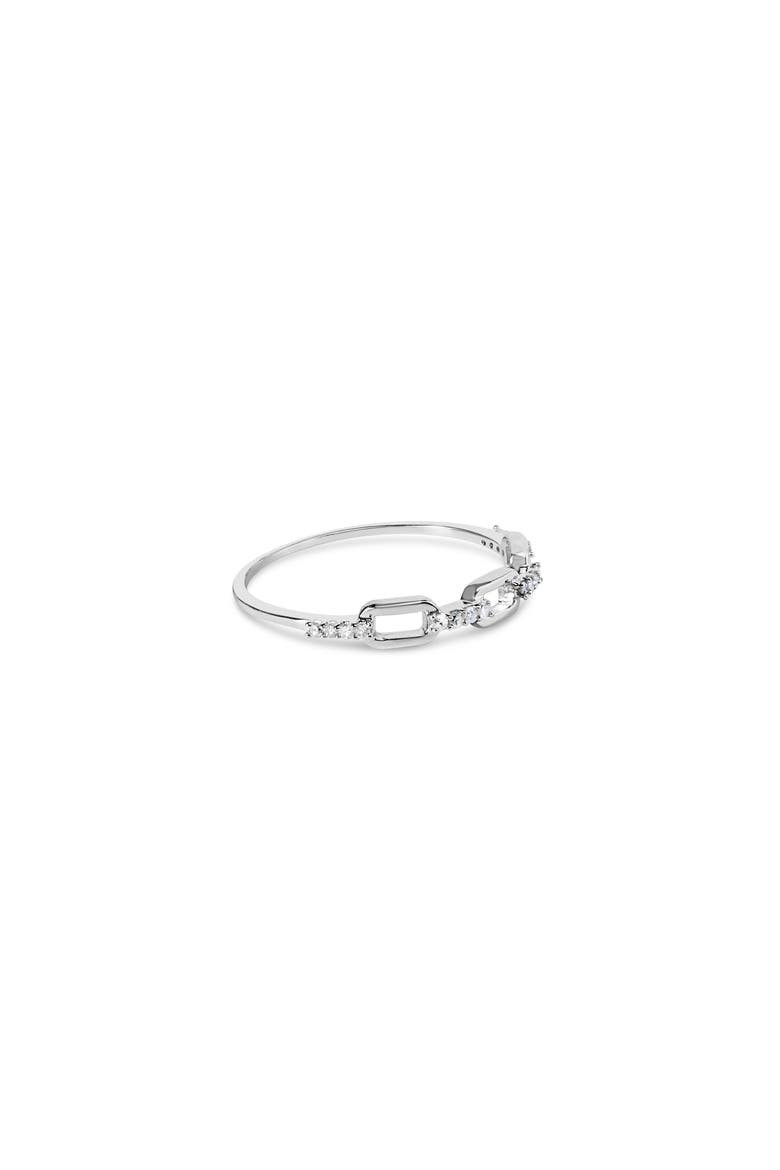 Silver Diamond Accent Paperclip Band Ring, Alternate, color, White