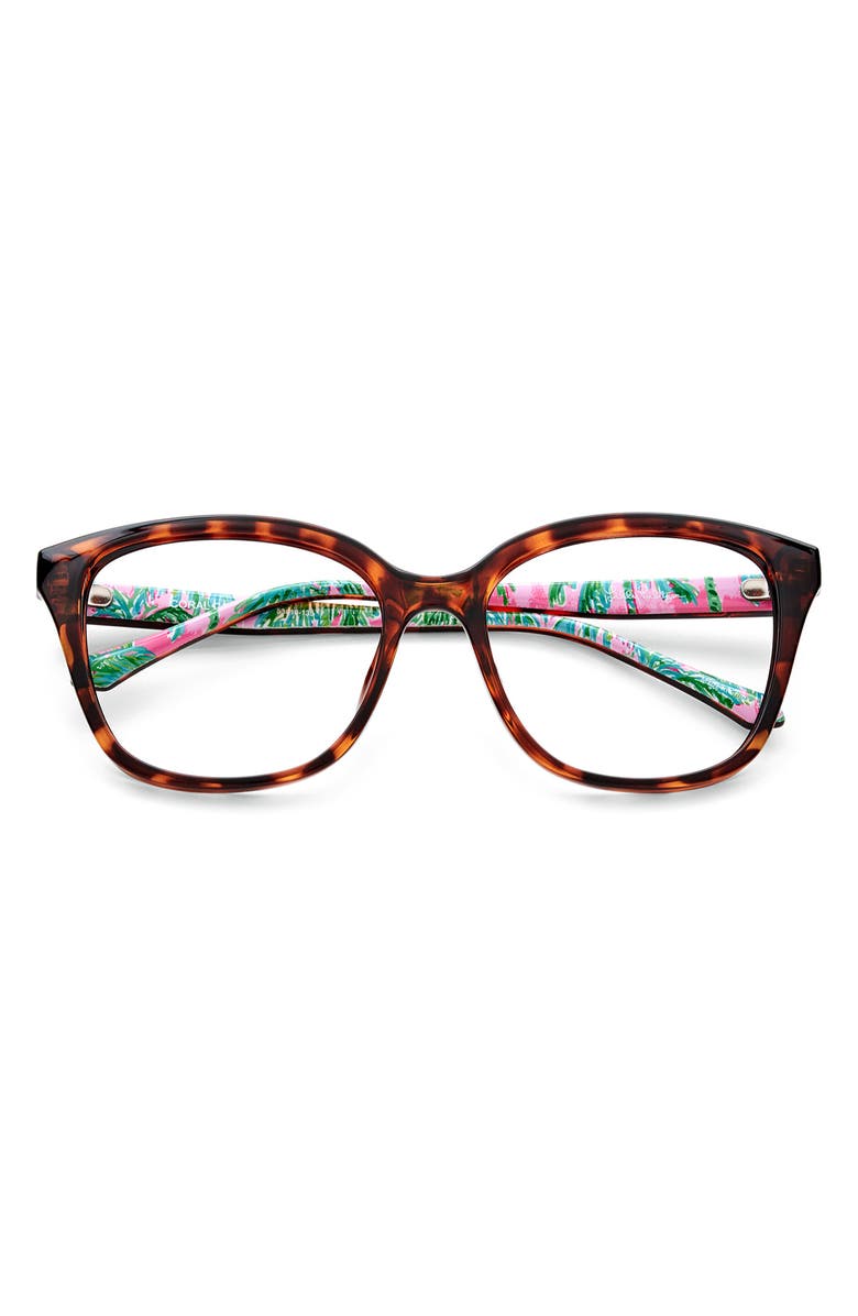 Lilly Pulitzer<sup>®</sup> Coral Cove 53mm Square Blue Light Blocking Glasses, Main, color,