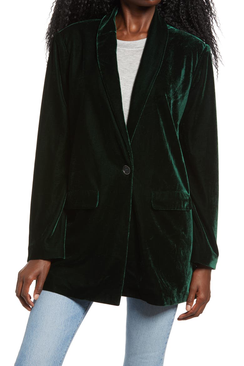 Velvet Blazer, Alternate, color, GREEN
