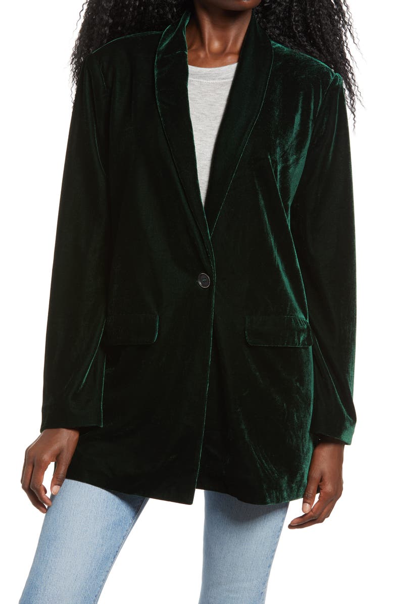 Endless Rose Velvet Blazer, Alternate, color, Green
