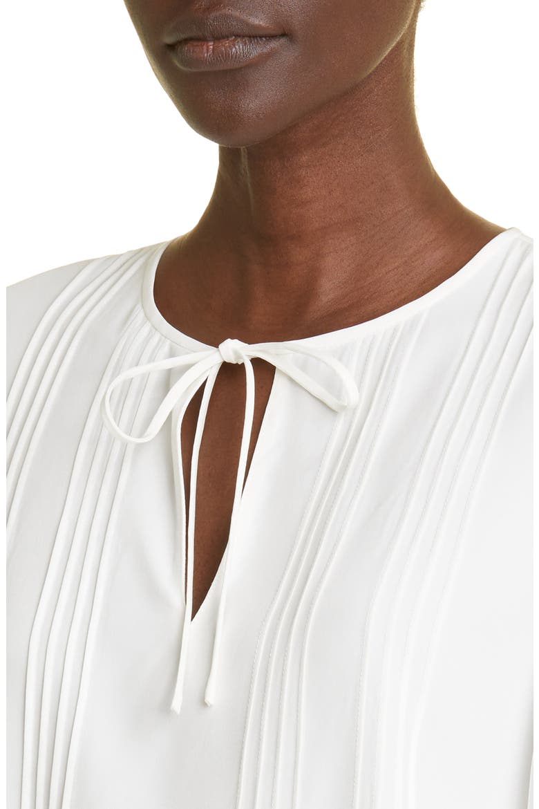 Pintuck Tie Neck Silk Blouse, Alternate, color, CLOUD