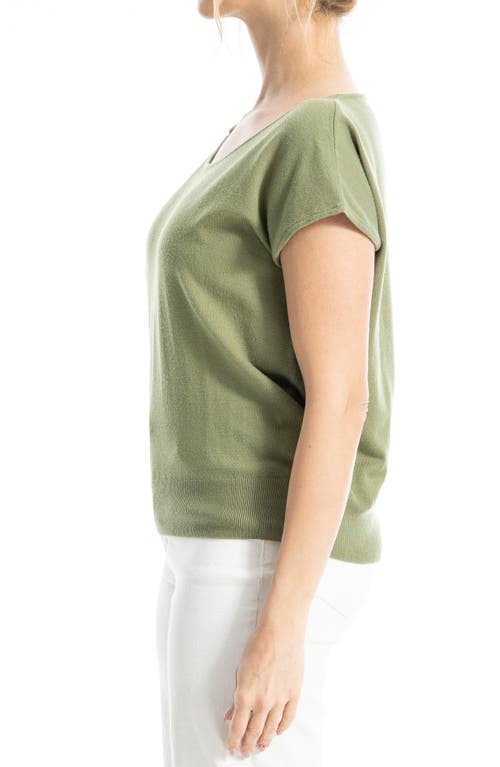 Max Studio Twist Neck Sweater Top In Green