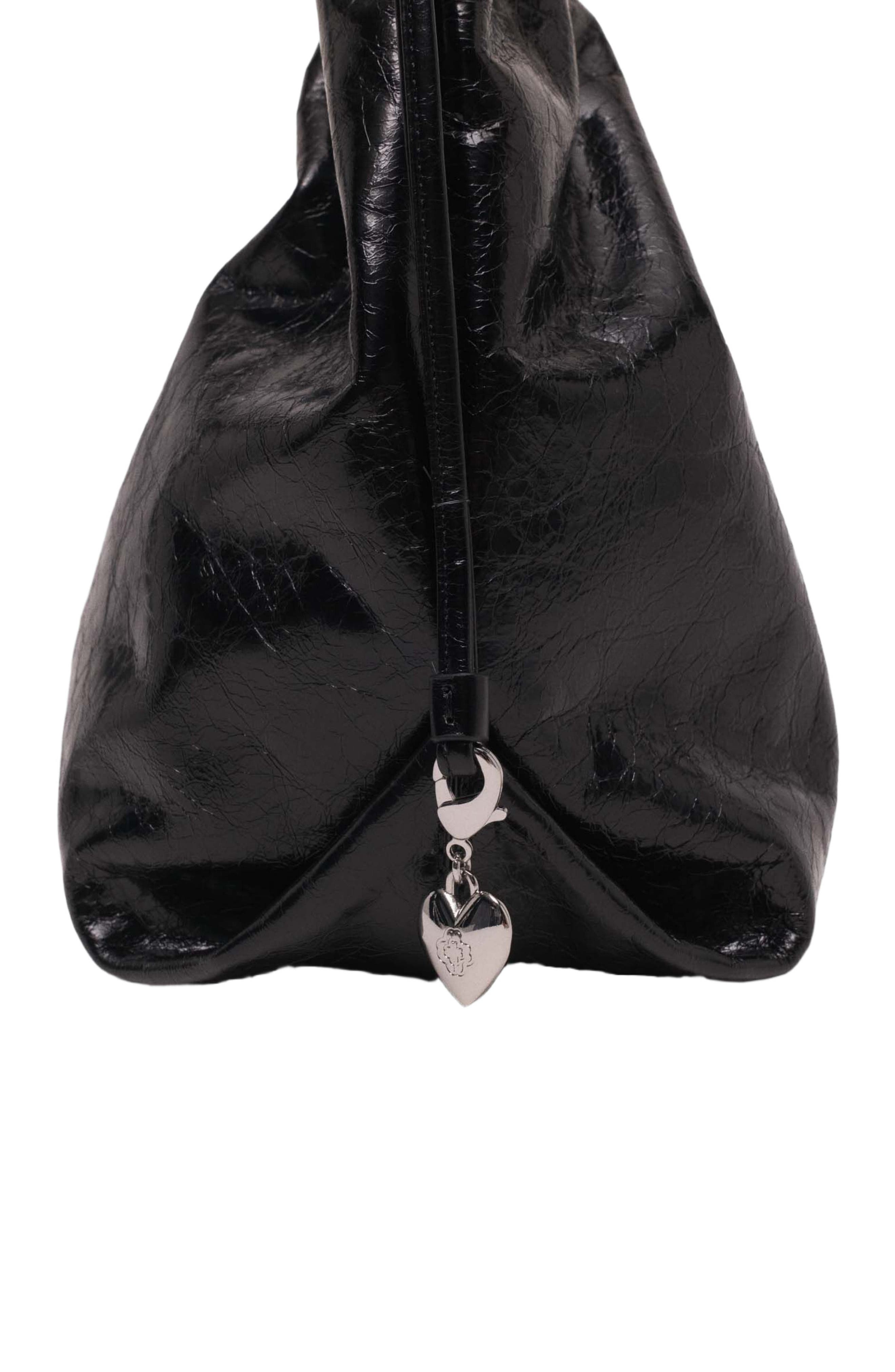 maje Crackled leather Milpli tote bag, Alternate, color, Black