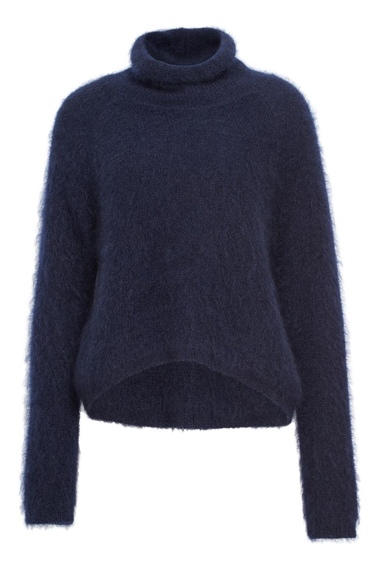 Mohair & Silk Turtleneck Sweater, Alternate, color, NAVY