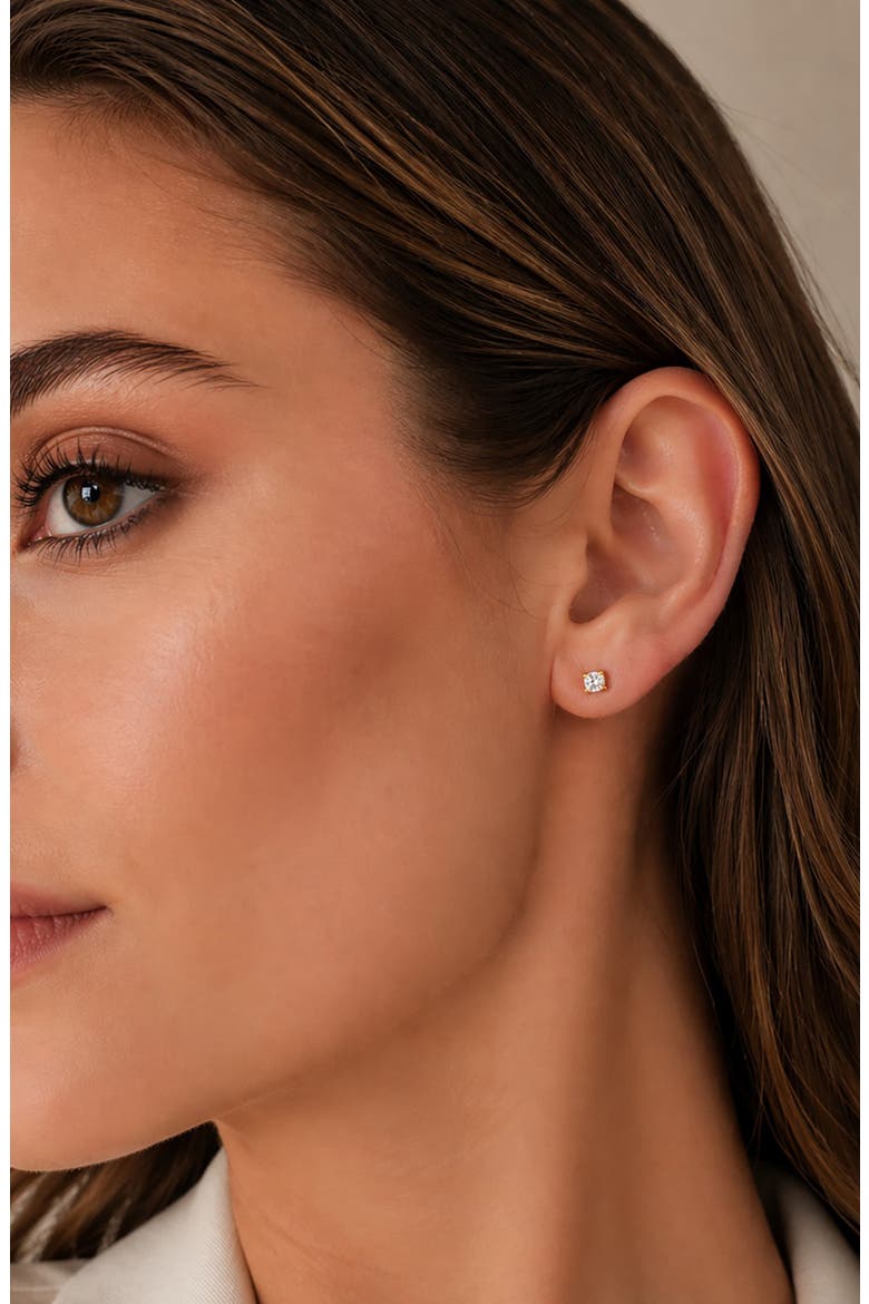 Moissanite Stud Earrings, Alternate, color, GOLD PLATED
