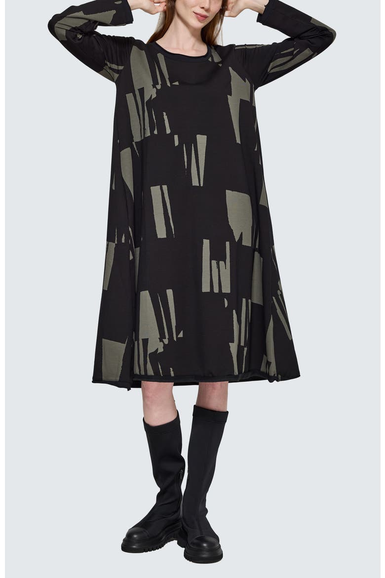 Rivelle Printed Jersey Dress, Alternate, color, Khaki Black