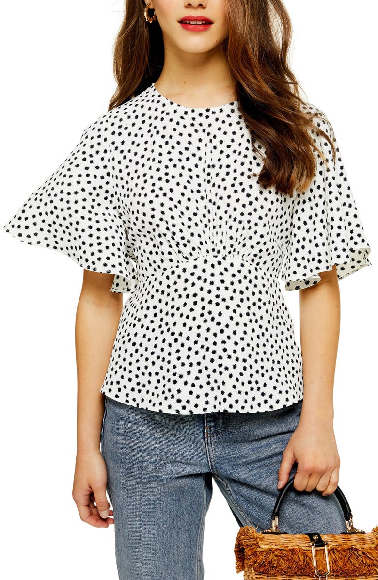 Topshop Austin Floral Print Back Cutout Blouse, Main, color,