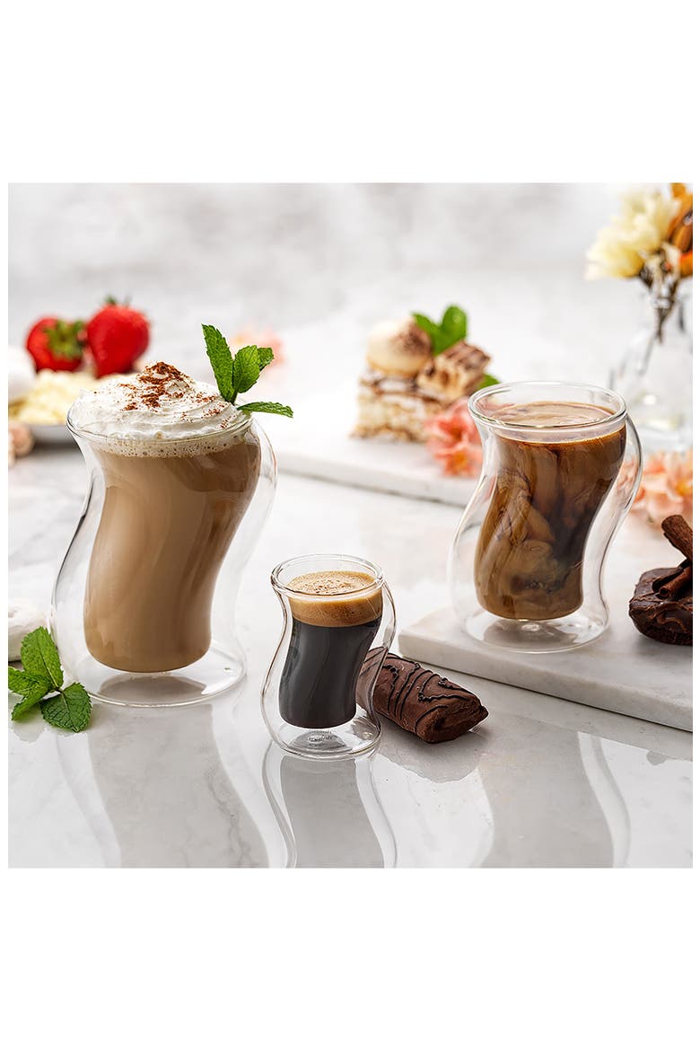 Pivot Double Wall Coffee Glass - Set of 2, Alternate, color, CLEAR