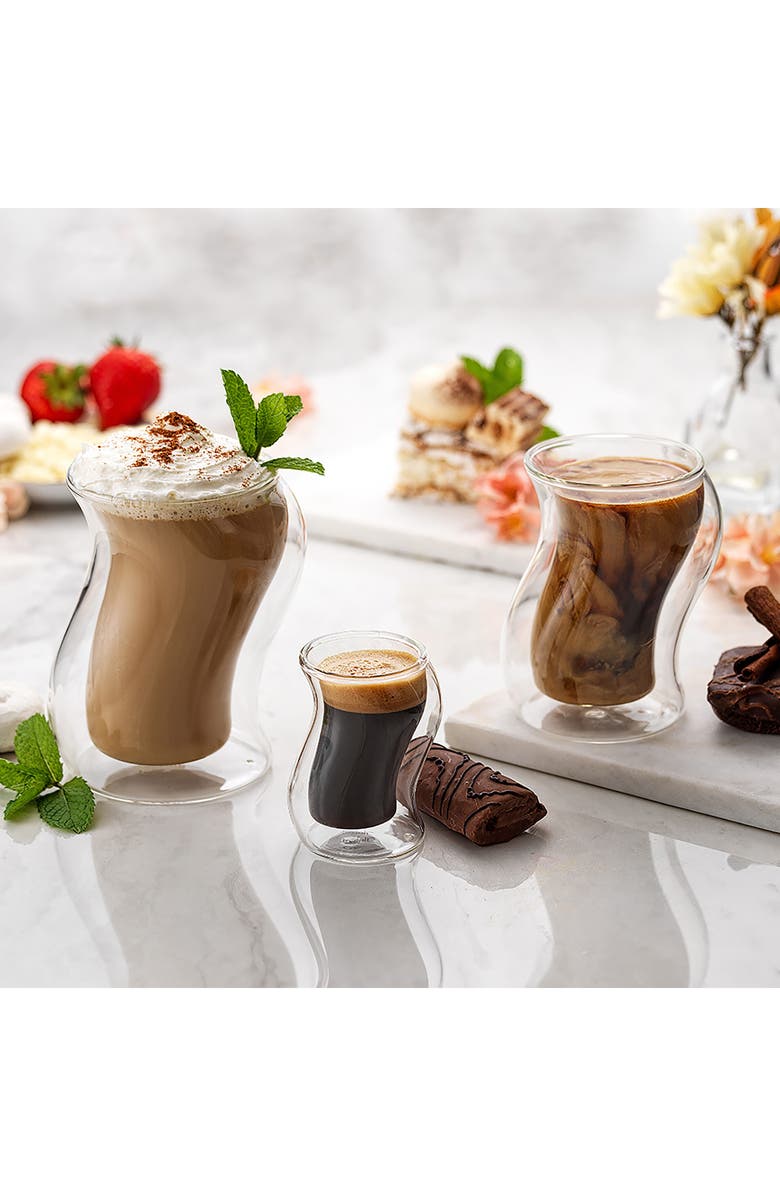 JoyJolt Pivot Double Wall Coffee Glass - Set of 2, Alternate, color, Clear