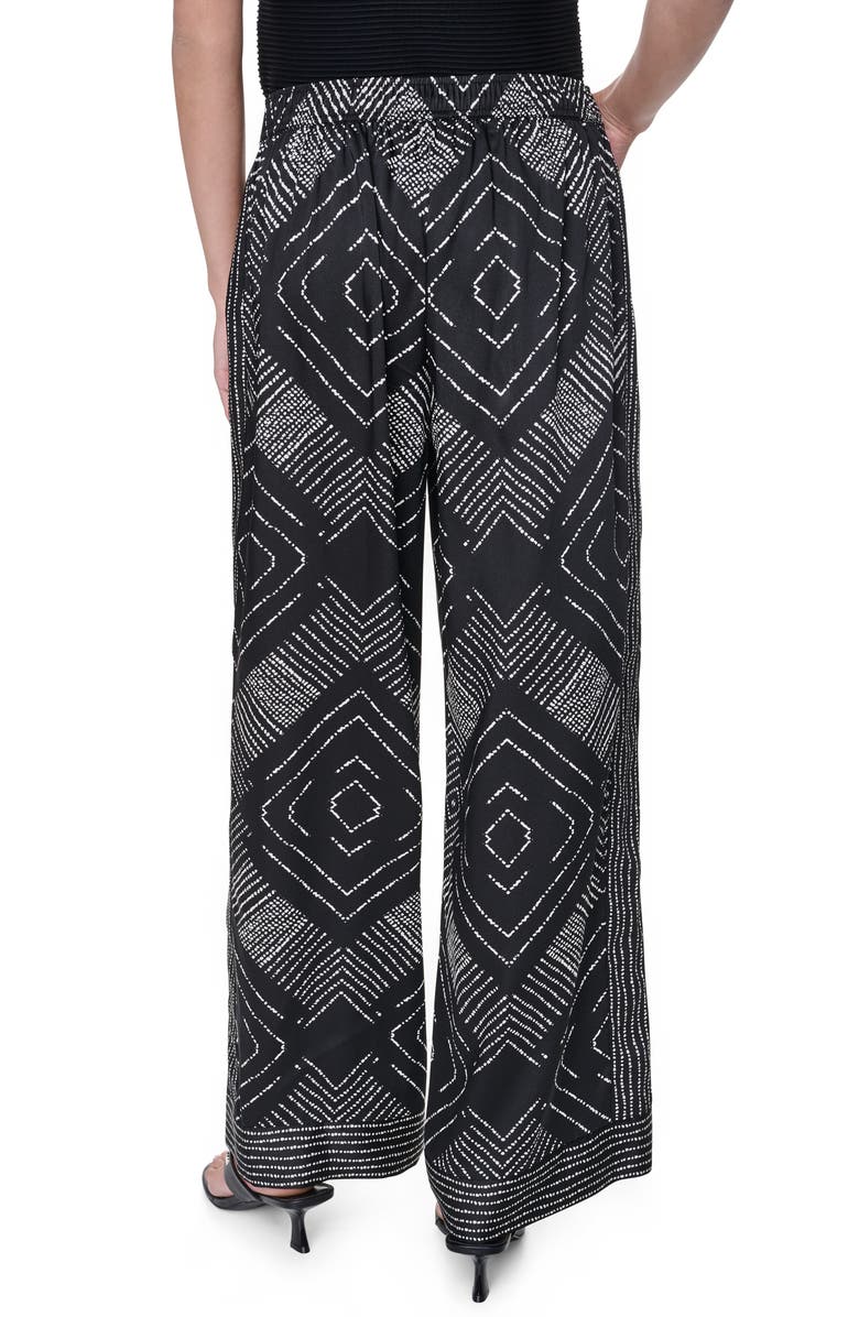 DKNY Scarf Print Wide Leg Pants, Alternate, color, Geo Diamond Pointelle