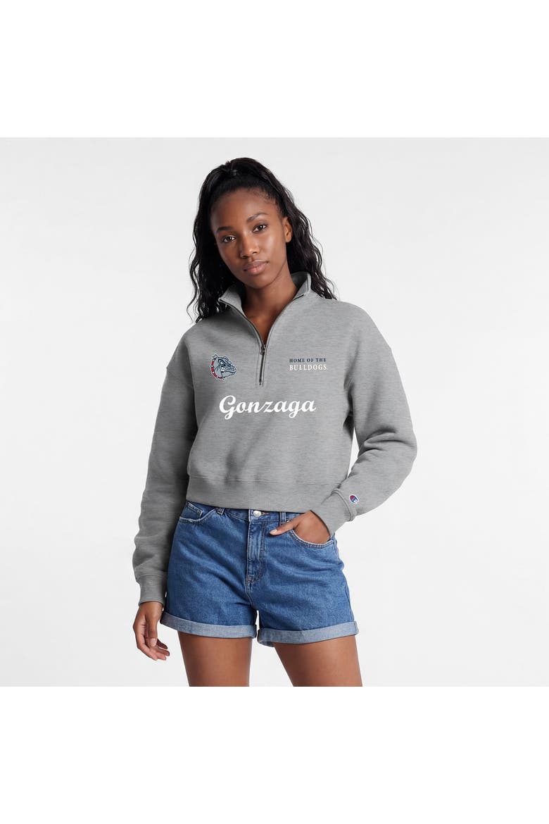 Women's Champion Gray Gonzaga Bulldogs Academic Triumph Quarter-Zip Tri-Blend Pullover, Main, color, Gray