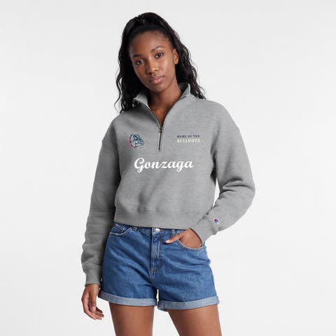 Women's Champion Gray Gonzaga Bulldogs Academic Triumph Quarter-Zip Tri-Blend Pullover