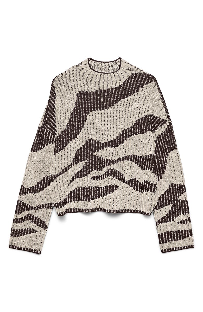 VERO MODA Scorpio Jacquard Pullover Sweater, Main, color, Chocolate Torte Detal W Birch