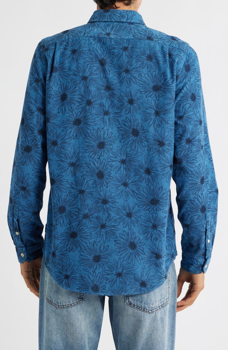 PS Paul Smith Tailored Fit Floral Organic Cotton Button-Down Shirt, Alternate, color, Petrol Blue