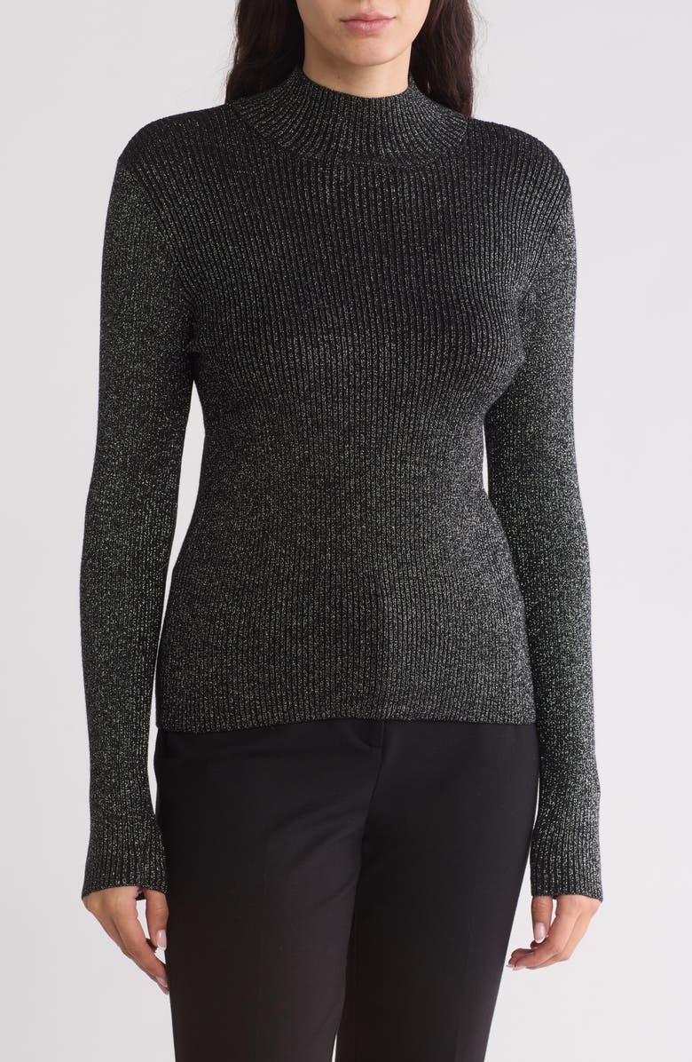 ELIE ELIE TAHARI Metallic Ribbed Sweater, Main, color,