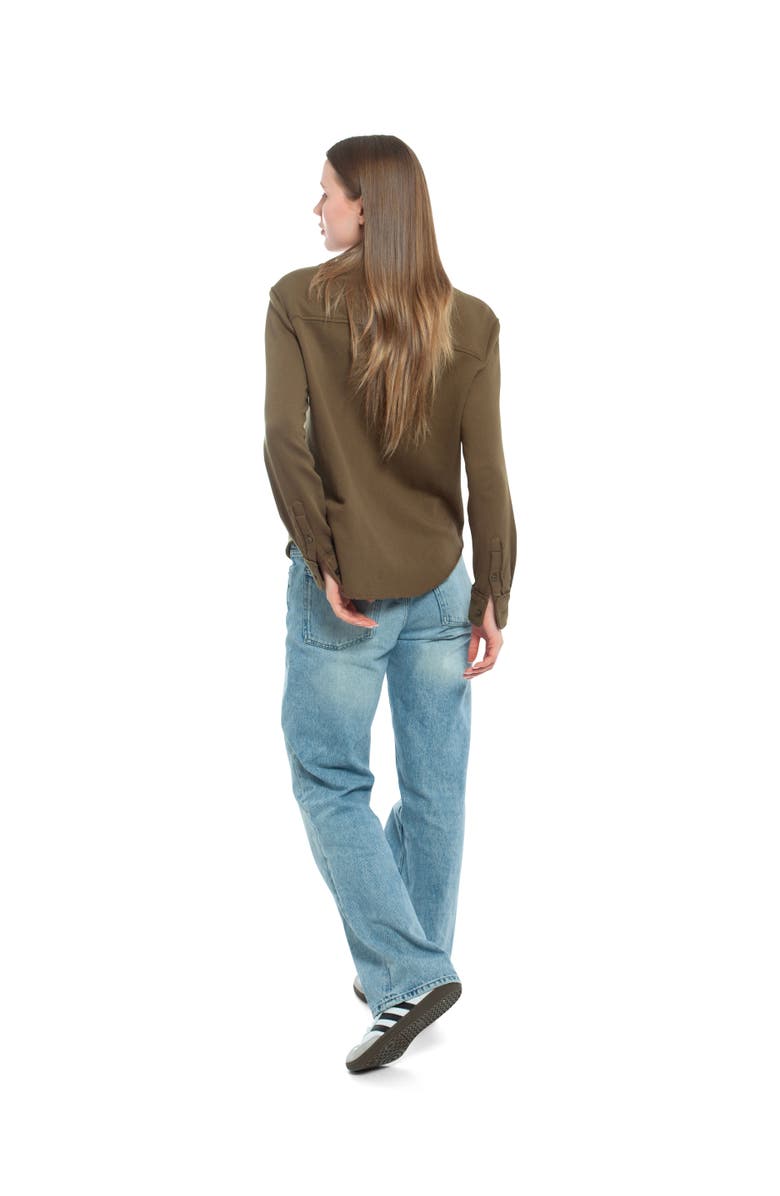 WILT Clothing Button Front Sweatshirt, Alternate, color, Dark Olive