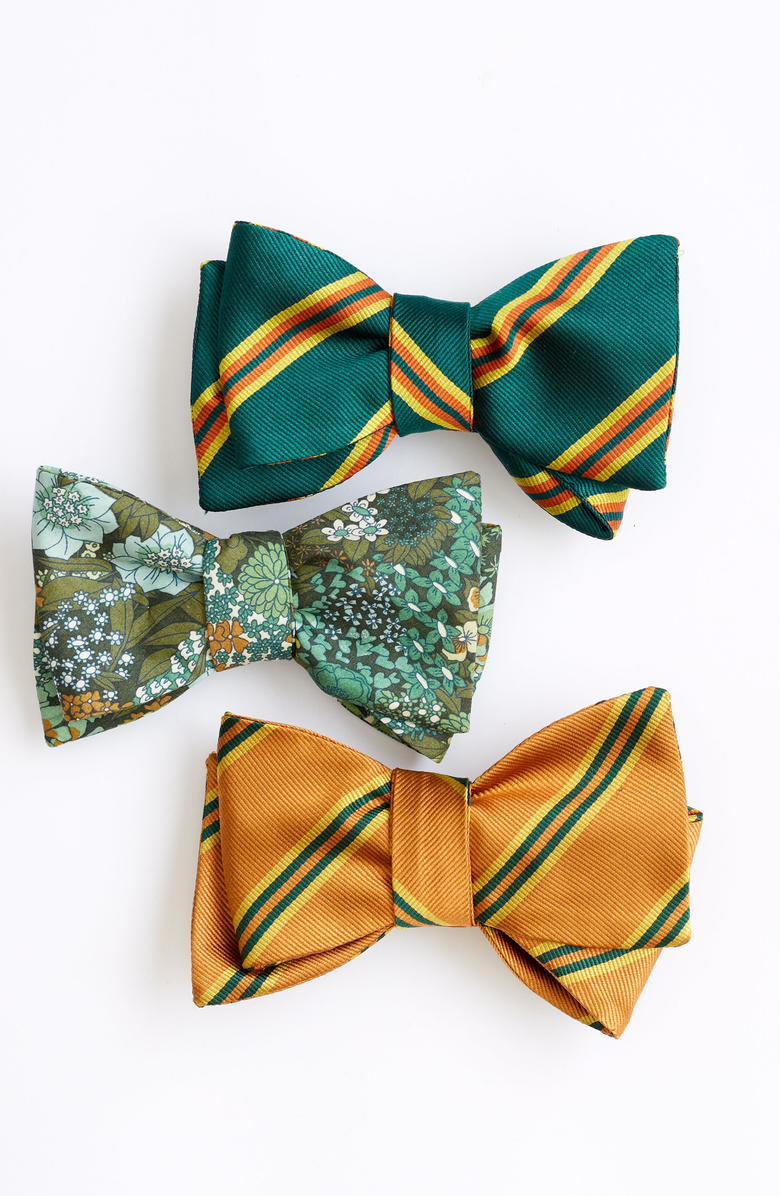 Beau Ties of Vermont Penrhyn Liberty of London Bow Tie, Alternate, color, Green Floral