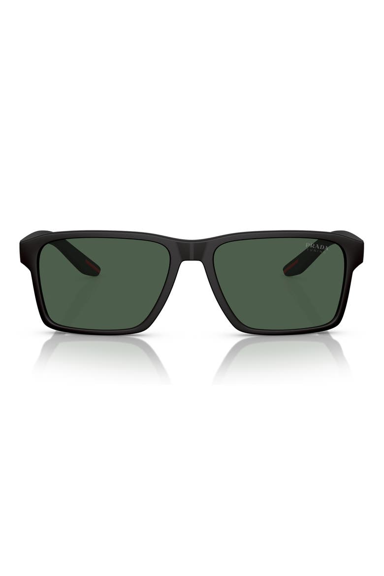 58mm Rectangular Sunglasses, Alternate, color, BLACK GREEN