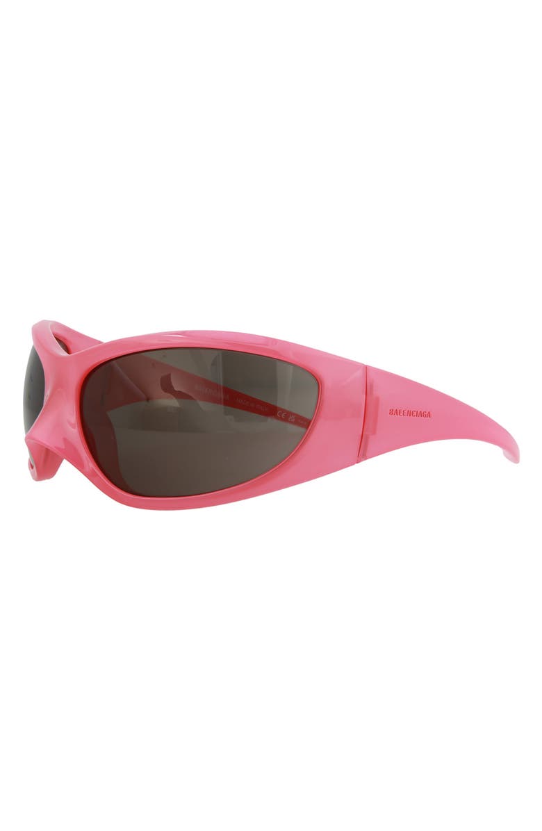 Balenciaga 80mm Wrap Sunglasses, Alternate, color, Pink Pink Grey