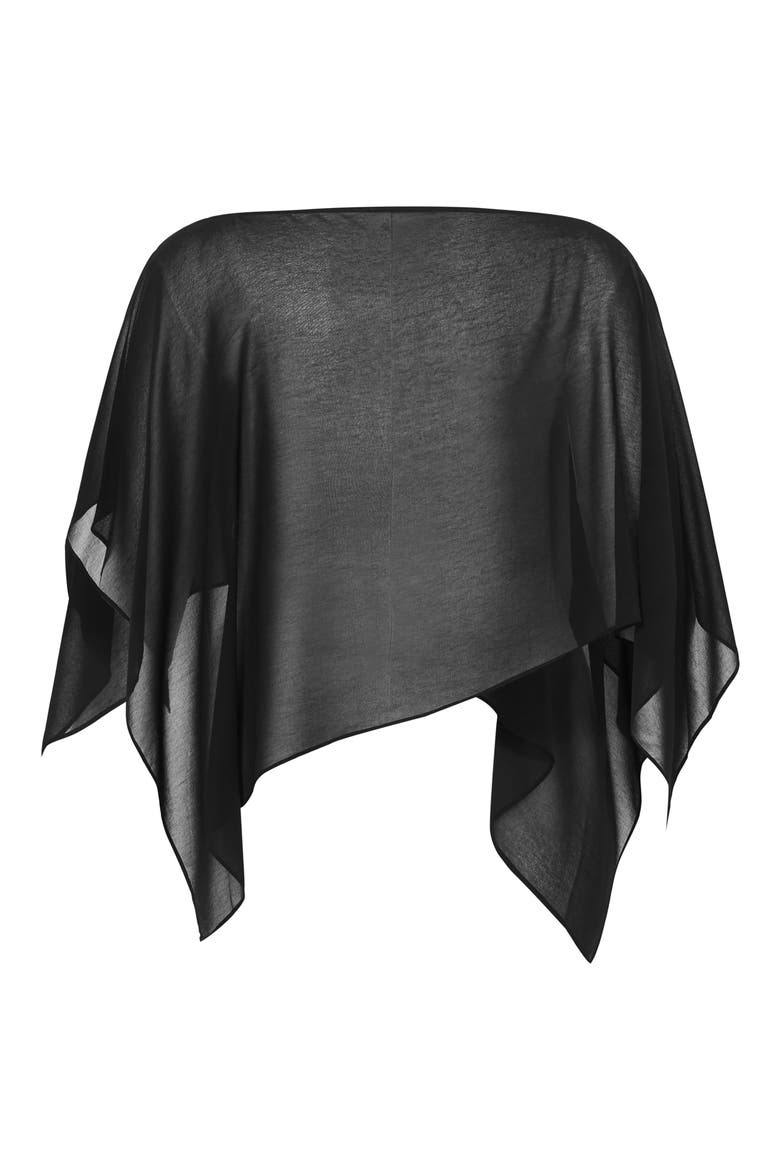 Chiffon Poncho, Alternate, color, BLACK
