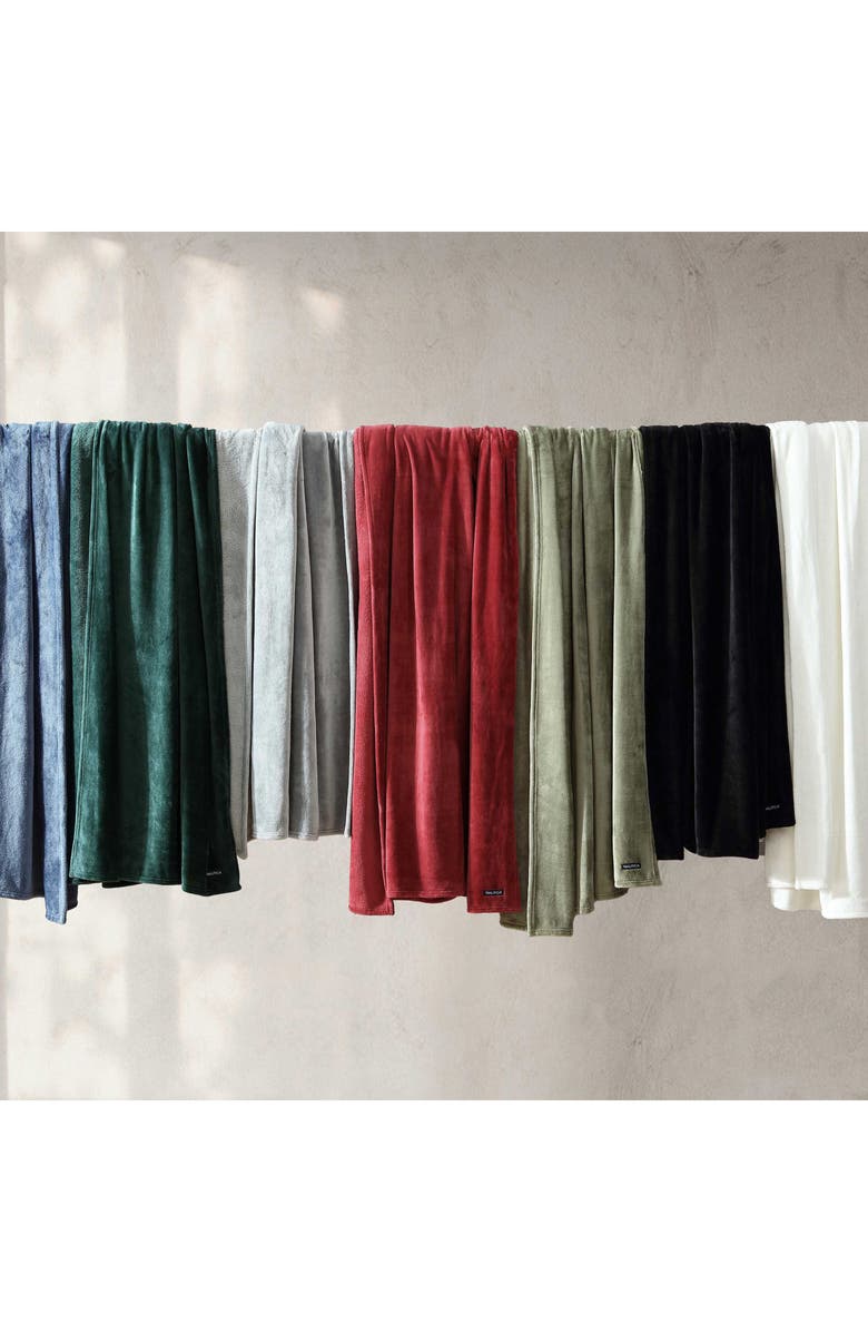 Nautica Solid Fleece Throw Blanket, Alternate, color, Fern Green