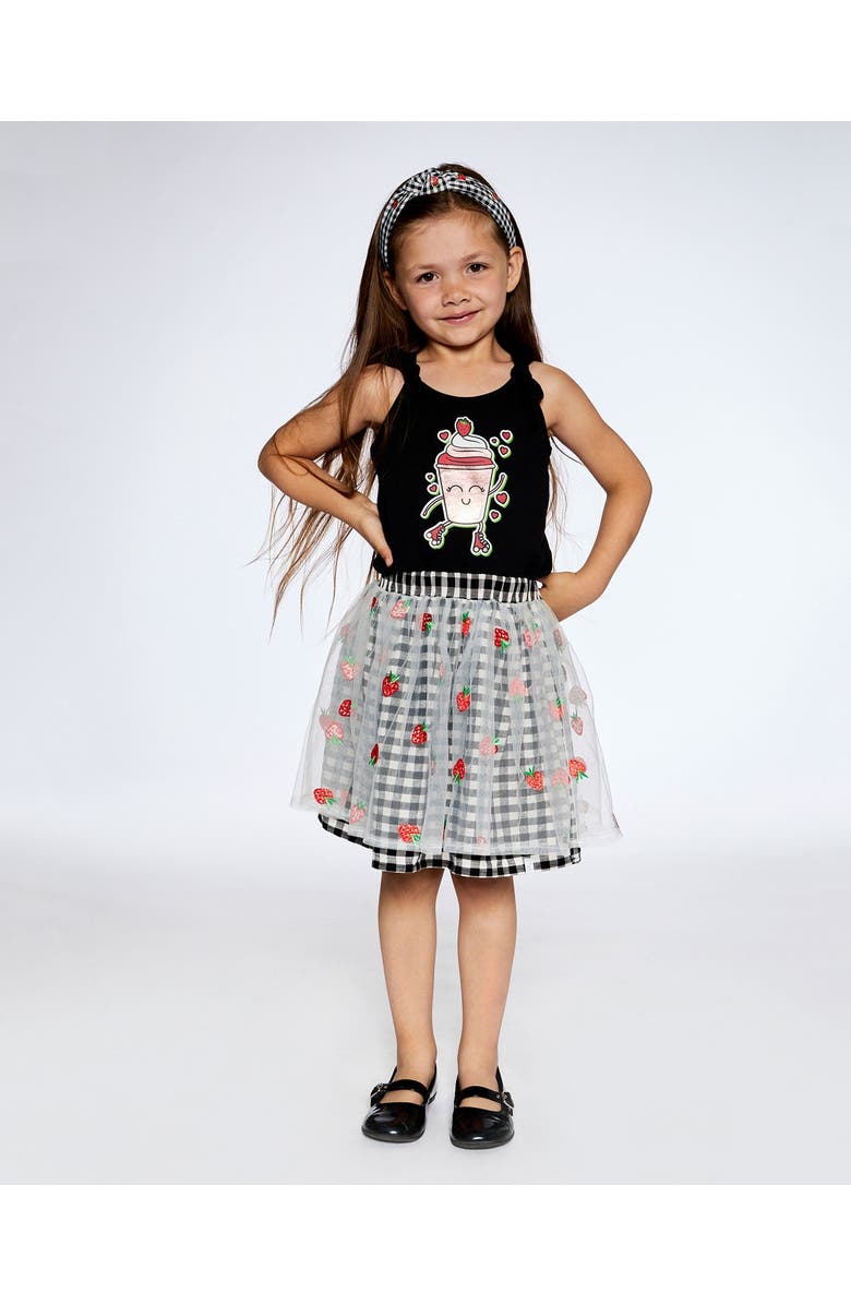 Deux par Deux Little Girl's Organic Cotton Tank Top With Knot Black, Alternate, color, 