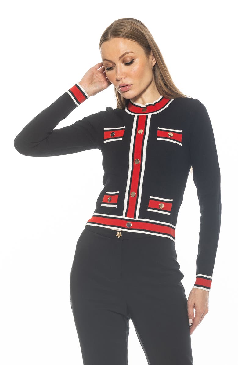 Alexia Admor Kiley Stripe Crop Sweater, Alternate, color, Black Multi