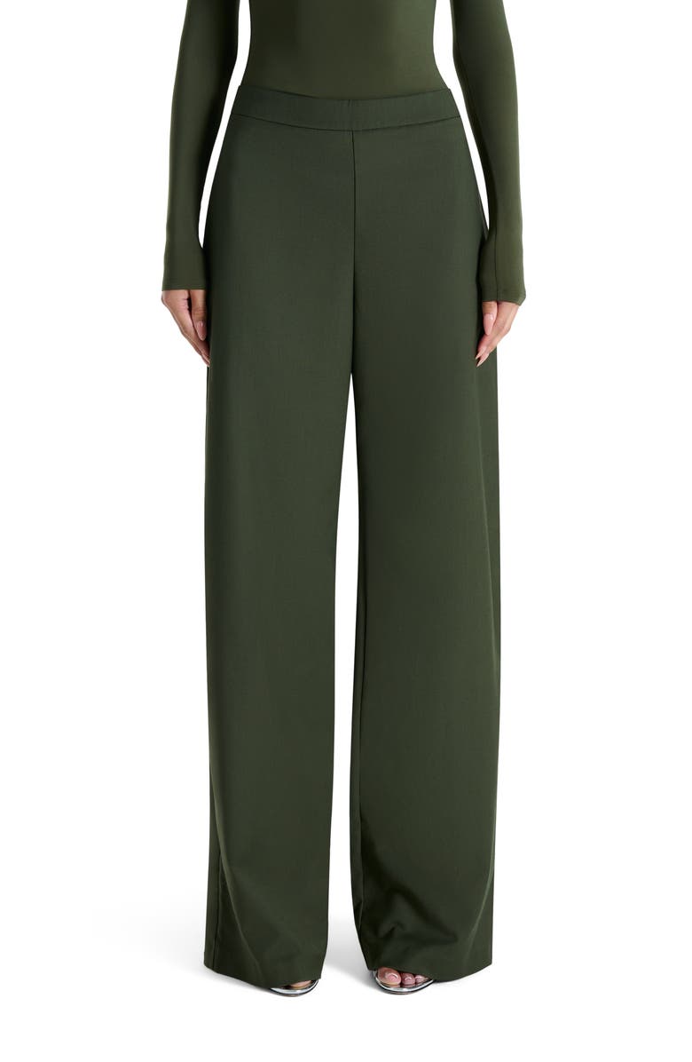 Naked Wardrobe High Waist Wide Leg Pants, Main, color, Olive