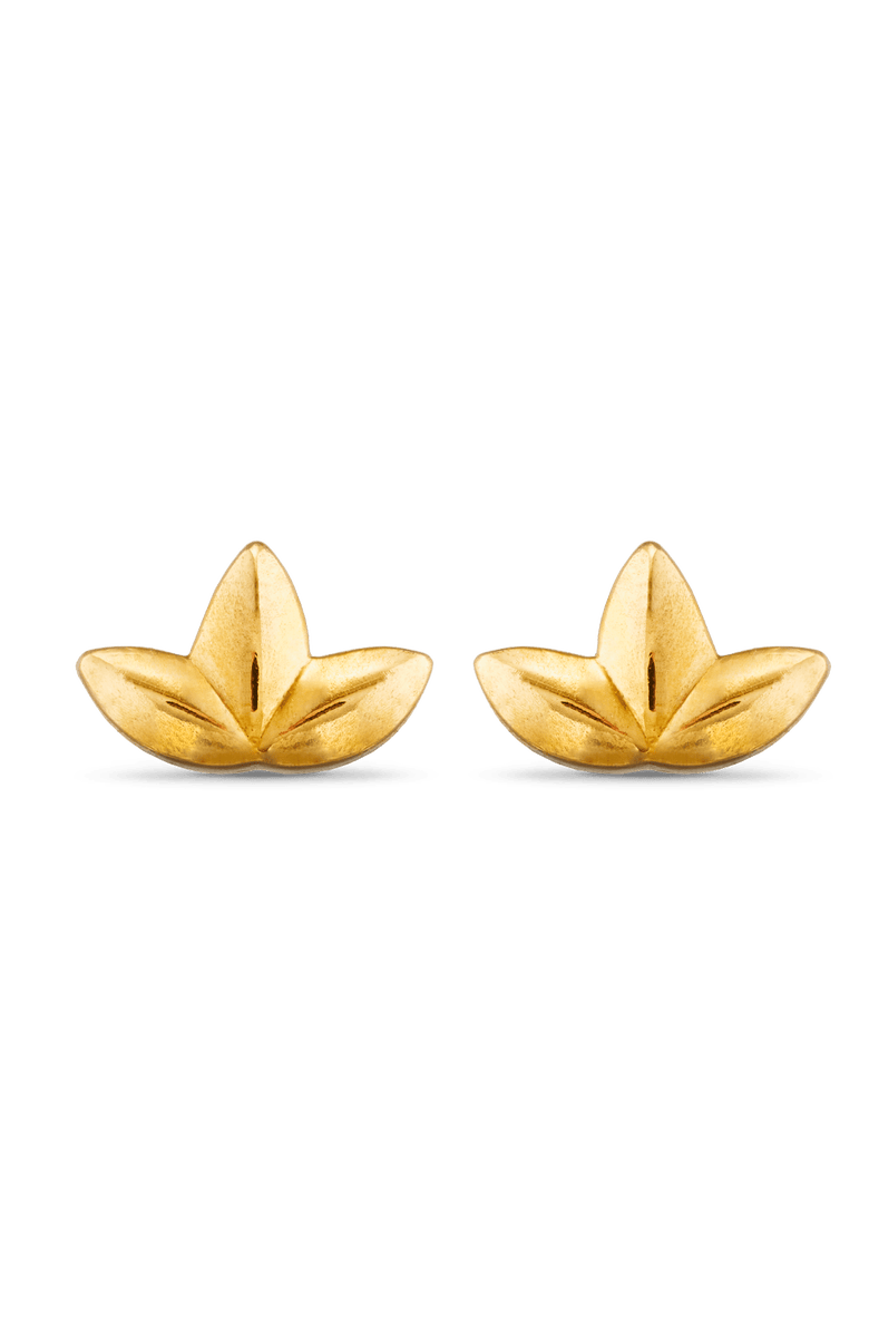 7879 Lotus Stud Earrings, Main, color, Gold 9K