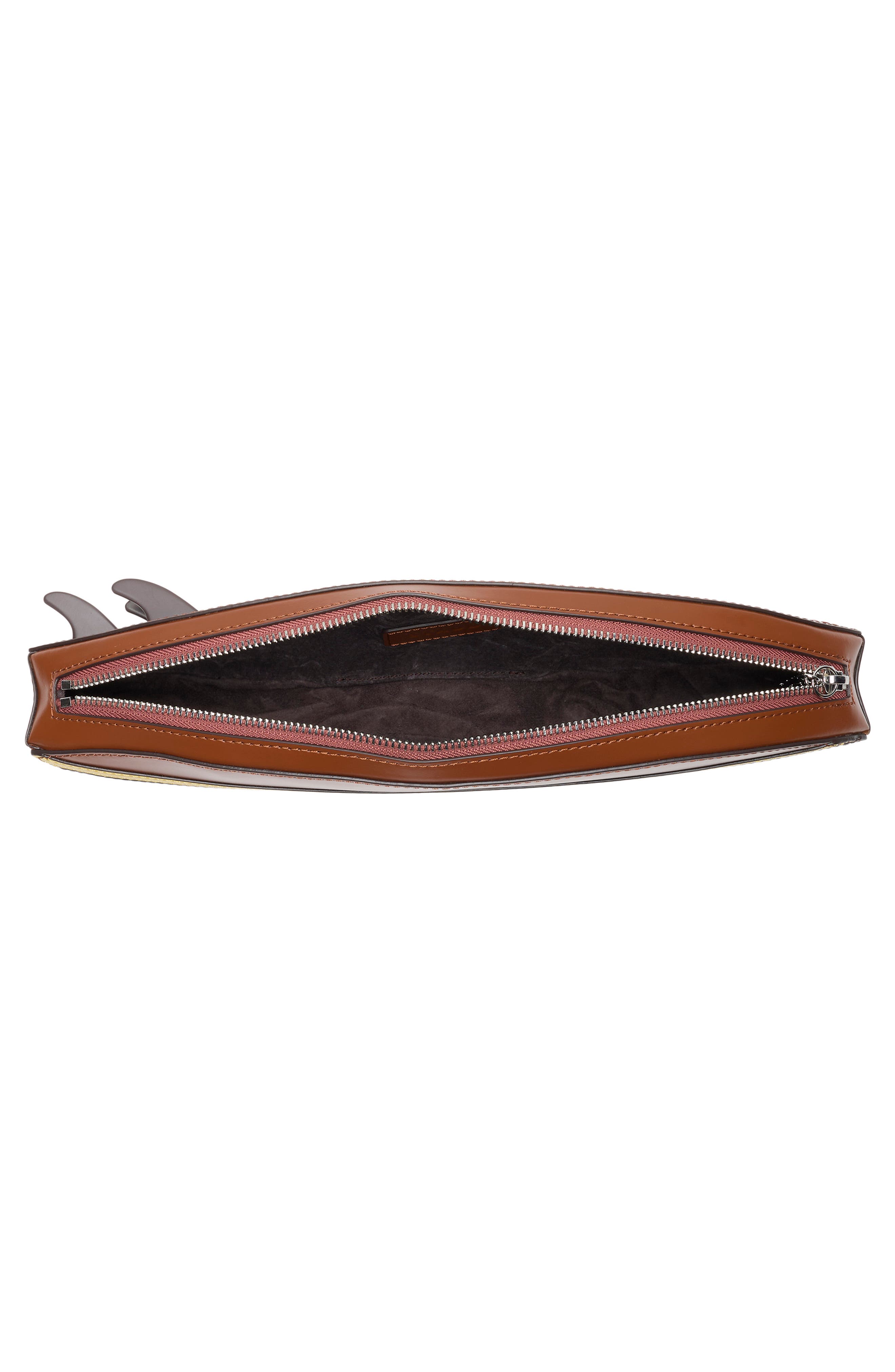STAUD Leather Surfboard Clutch, Alternate, color, Tabacco