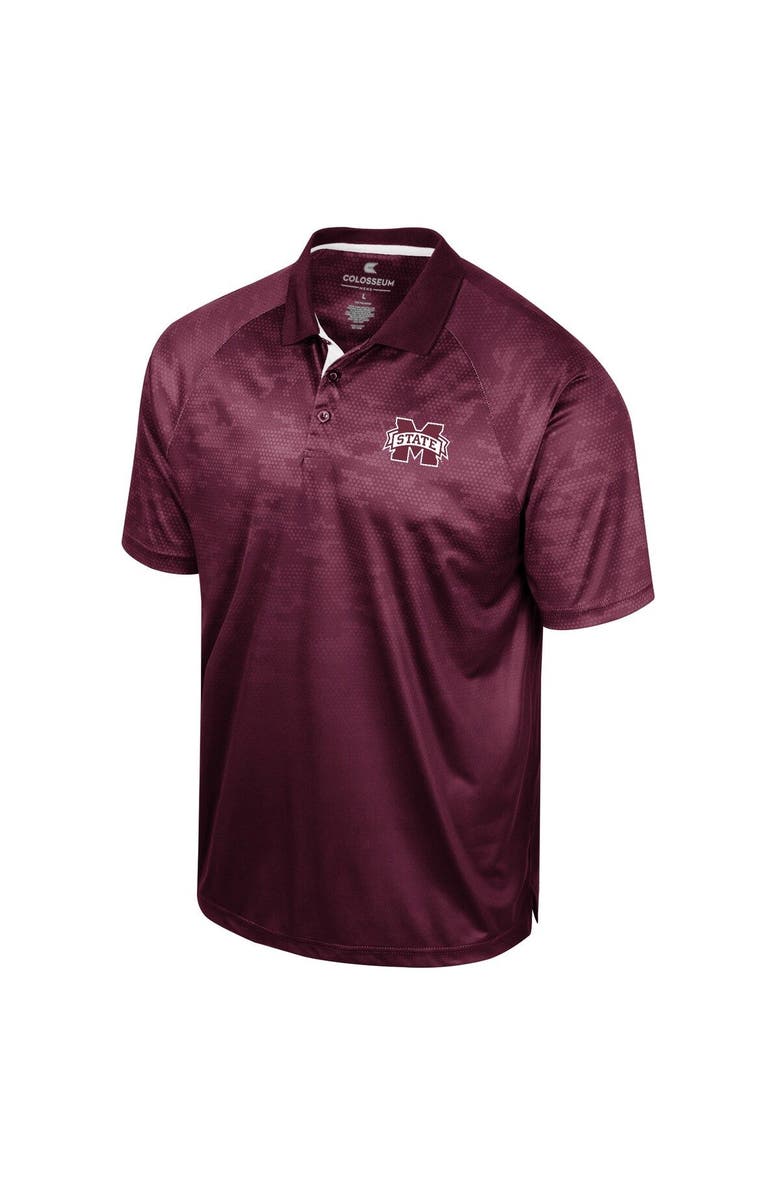 COLOSSEUM Men's Colosseum Maroon Mississippi State Bulldogs Honeycomb Raglan Polo, Alternate, color, Maroon