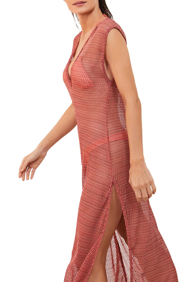 Kimmy Solid Cover-Up Dress, Alternate, color, PEACH