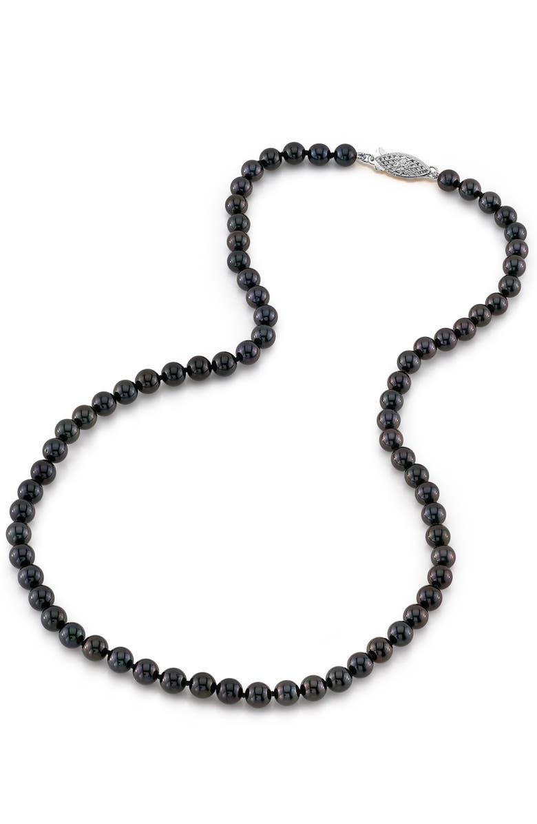 The Pearl Source Japanese Akoya Pearl Necklace 5.5-6mm AAA, Main, color, White Gold - Finesse Clasp