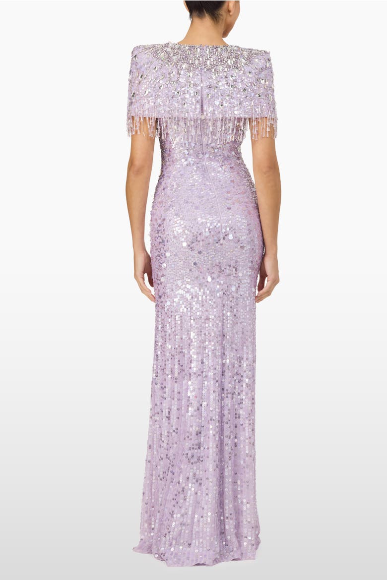 Eugenie Sequin Fringed Maxi Dress, Alternate, color, Thistle
