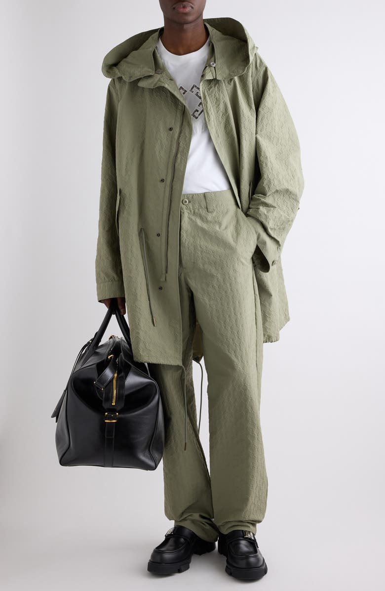 Givenchy Monogram 72 Embossed Fishtail Parka with Removable Hood, Alternate, color, Almond Green
