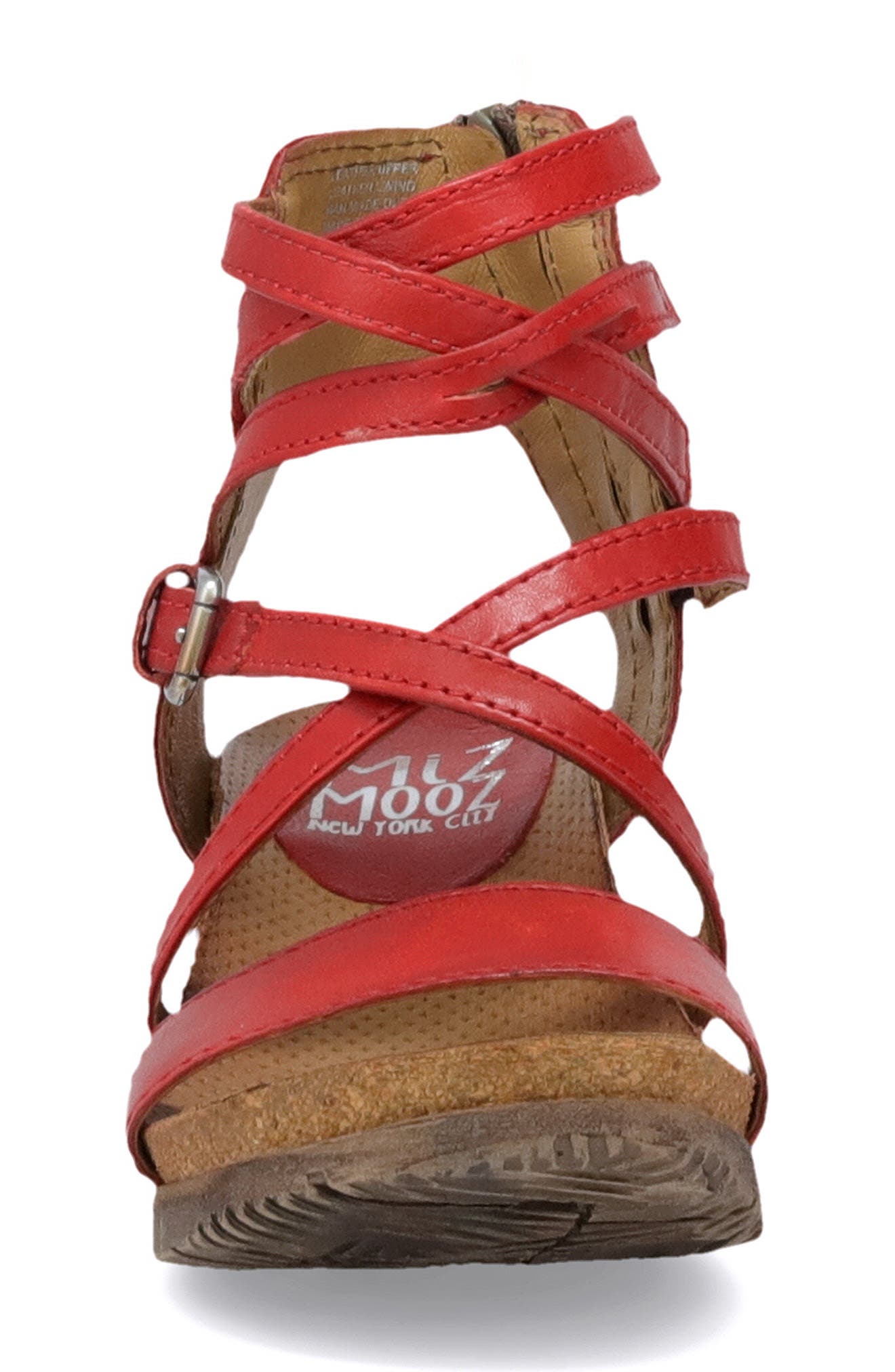 Miz Mooz Shay Strappy Wedge Sandal, Alternate, color, Scarlet Leather