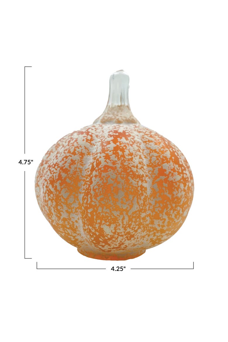 Hand-Blown Glass Pumpkin in Marbled Orange, Alternate, color, Orange and White