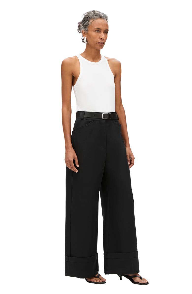 Another Tomorrow Wide Cuff Pant, Alternate, color, Black