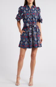 CIEBON Scarlette Embroidered Tie Waist Minidress