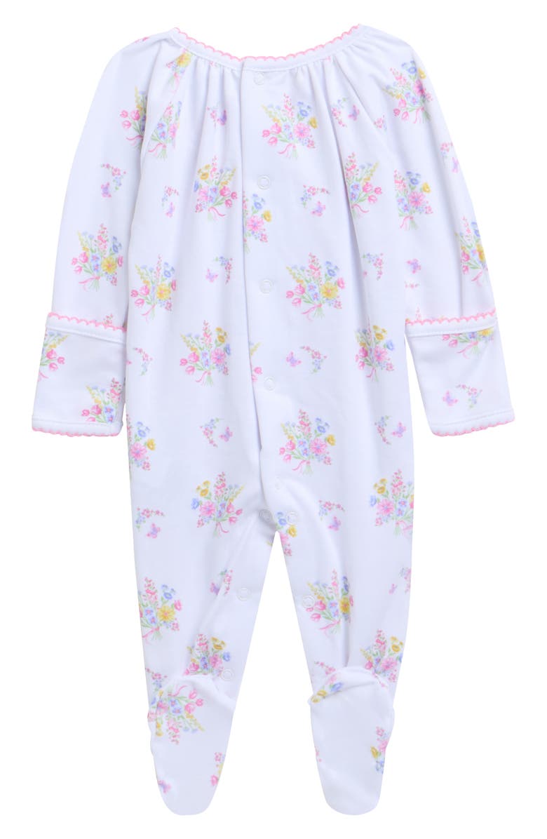 Kissy Kissy Floral Smocked Pima Cotton Footie, Alternate, color, White Multi