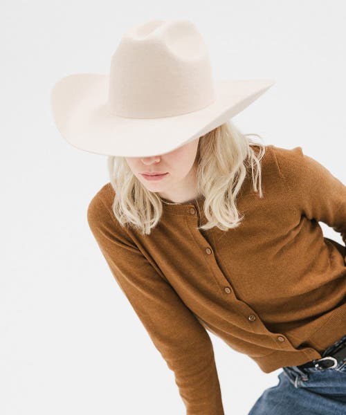 Gigi Pip Stylish Teddy Cattleman Hat In Cream