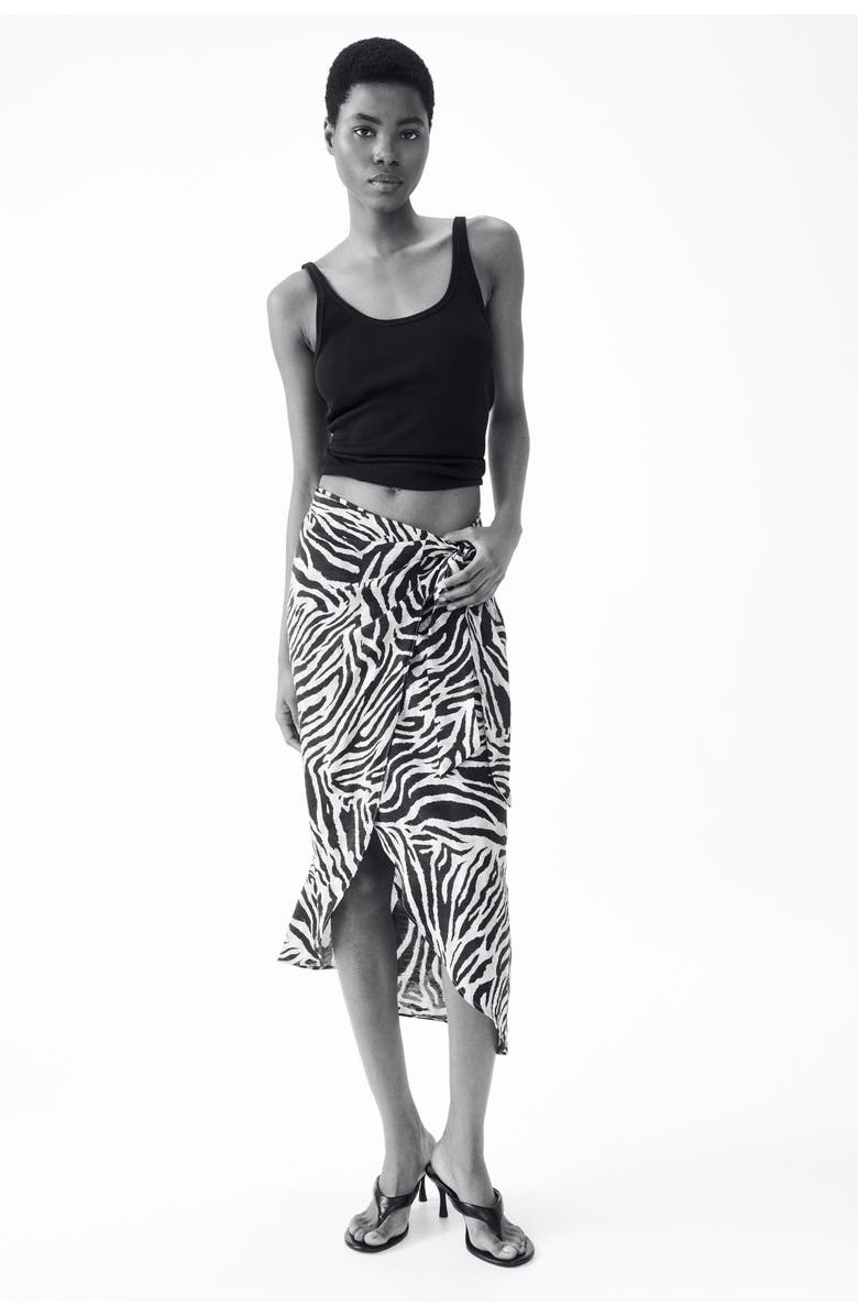 H&M Wrap Skirt, Alternate, color, Beige/Zebra Print