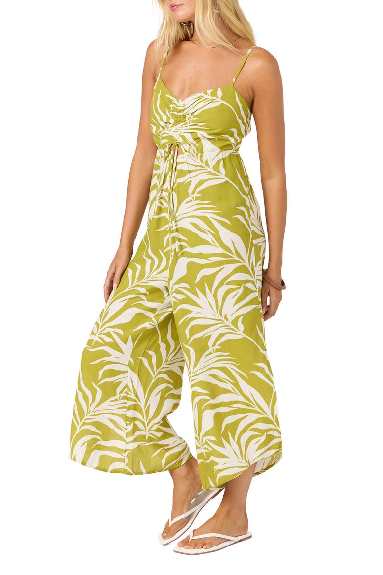 Skylar Palm Wide Leg Jumpsuit, Alternate, color, CHARTREUSE