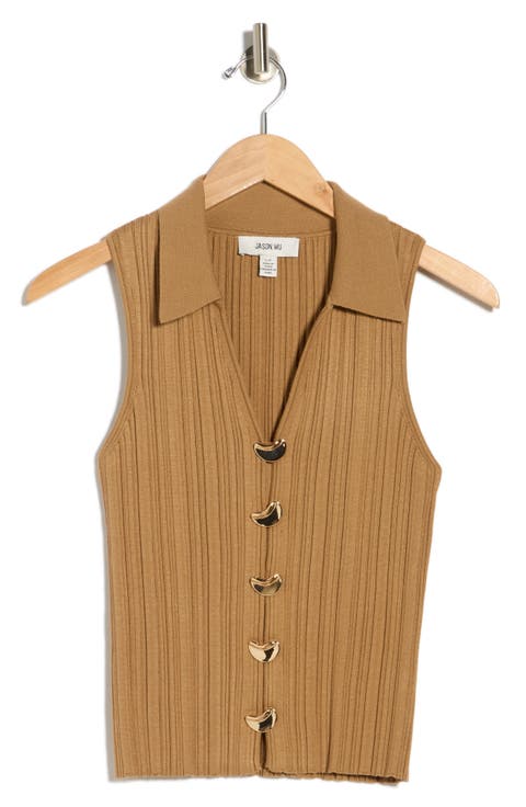 Button Front Sweater Vest