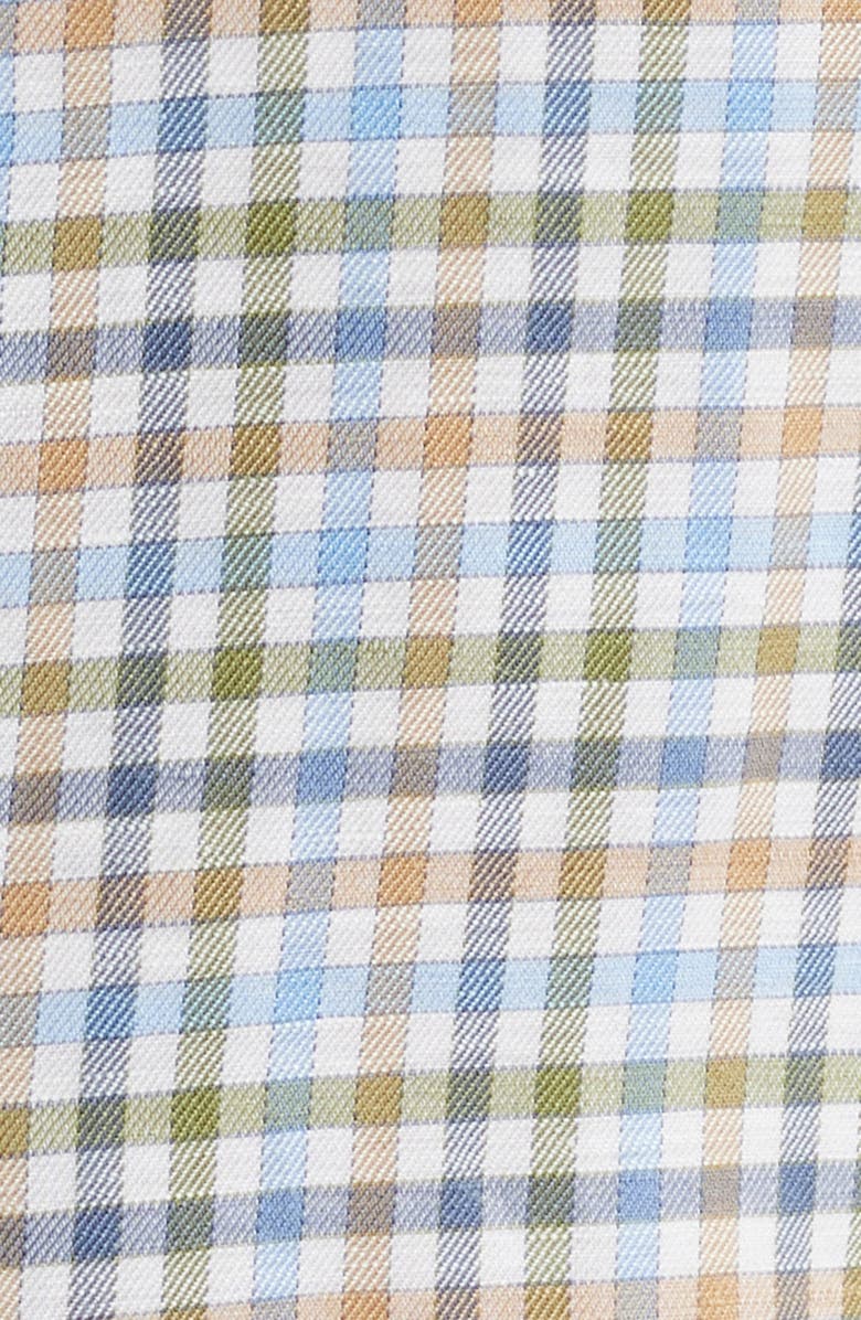 Scott Barber Coastal Regular Fit Plaid Linen & Lyocell Button-Down Shirt, Alternate, color, Sage