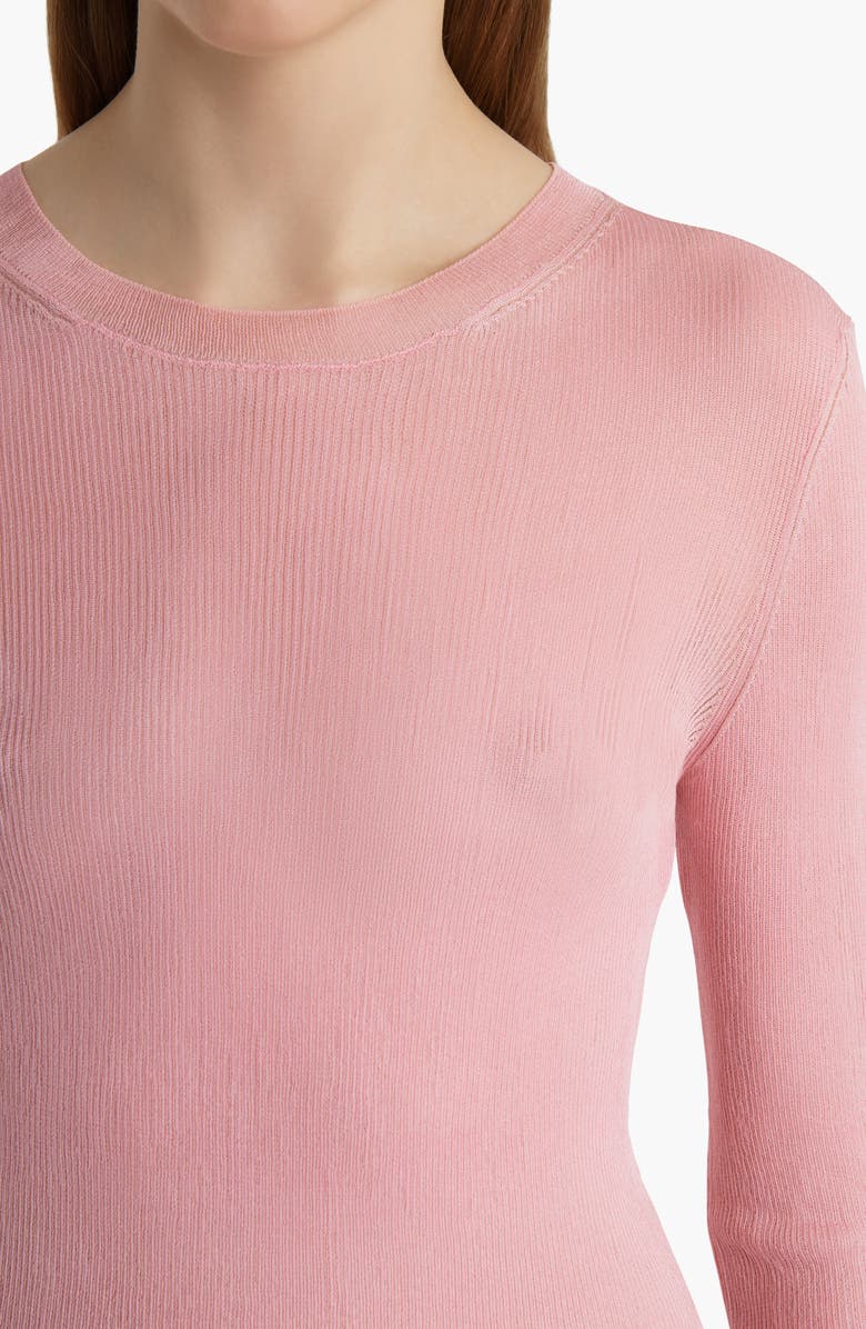 Khaite Mosi Long Sleeve Silk Tulle Top, Alternate, color, Rosewater